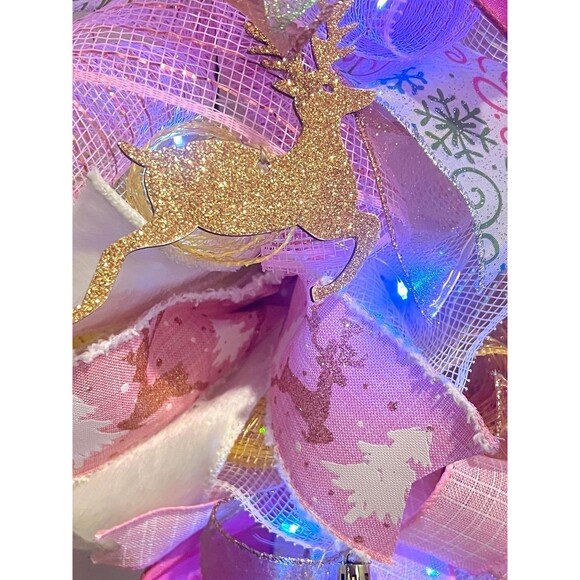 Handmade Oh Deer! Christmas is Near Holiday Ribbon Door Wreath 22 in W65 SO CUTE - Picture 7 of 11